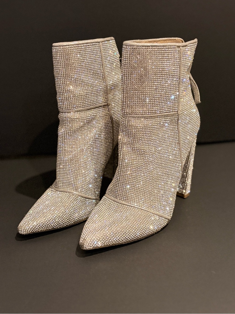 Steve Madden Silver Crystal Embellished Ankle Boots